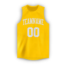 Load image into Gallery viewer, Custom Gold White Round Neck Basketball Jersey