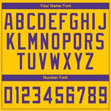 Load image into Gallery viewer, Custom Gold Purple Round Neck Basketball Jersey