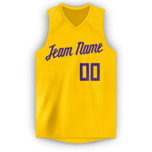 Load image into Gallery viewer, Custom Gold Purple V-Neck Basketball Jersey