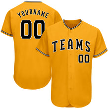 Load image into Gallery viewer, Custom Gold Black-White Authentic Baseball Jersey