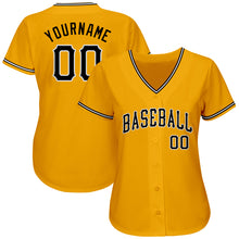 Load image into Gallery viewer, Custom Gold Black-White Authentic Baseball Jersey