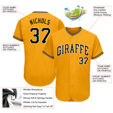 Load image into Gallery viewer, Custom Gold Black-White Authentic Baseball Jersey