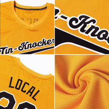 Load image into Gallery viewer, Custom Gold Black-White Authentic Baseball Jersey