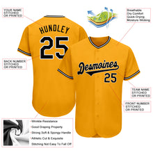 Load image into Gallery viewer, Custom Gold Black-White Authentic Baseball Jersey