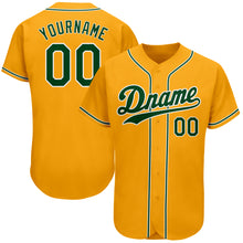 Load image into Gallery viewer, Custom Gold Green-White Authentic Baseball Jersey