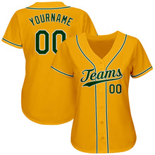 Load image into Gallery viewer, Custom Gold Green-White Authentic Baseball Jersey