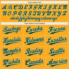 Load image into Gallery viewer, Custom Gold Green-White Authentic Baseball Jersey