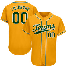 Load image into Gallery viewer, Custom Gold Green-White Authentic Baseball Jersey