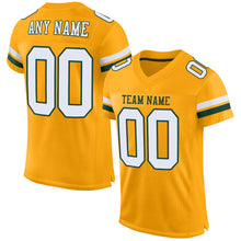 Load image into Gallery viewer, Custom Gold White-Green Mesh Authentic Football Jersey
