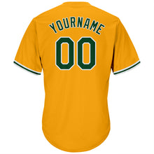 Load image into Gallery viewer, Custom Gold Green-White Authentic Throwback Rib-Knit Baseball Jersey Shirt