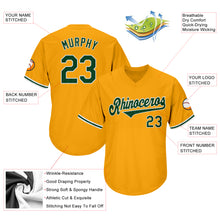 Load image into Gallery viewer, Custom Gold Green-White Authentic Throwback Rib-Knit Baseball Jersey Shirt
