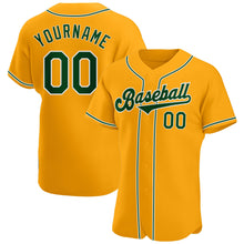 Load image into Gallery viewer, Custom Gold Green-White Authentic Baseball Jersey