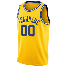 Load image into Gallery viewer, Custom Gold Royal-White Round Neck Rib-Knit Basketball Jersey