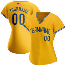 Load image into Gallery viewer, Custom Gold Royal-White Authentic American Flag Fashion Baseball Jersey