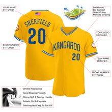 Load image into Gallery viewer, Custom Gold Royal-White Authentic American Flag Fashion Baseball Jersey