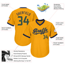 Load image into Gallery viewer, Custom Gold Hunter Green-Navy Authentic Throwback Rib-Knit Baseball Jersey Shirt
