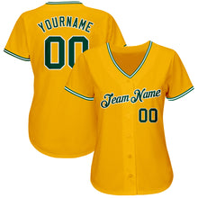 Load image into Gallery viewer, Custom Gold Green-White Authentic Baseball Jersey