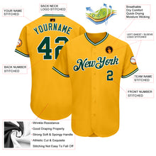 Load image into Gallery viewer, Custom Gold Green-White Authentic Baseball Jersey