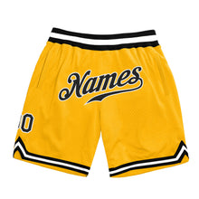 Load image into Gallery viewer, Custom Gold Black-White Authentic Throwback Basketball Shorts