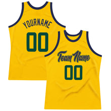 Load image into Gallery viewer, Custom Gold Hunter Green-Navy Authentic Throwback Basketball Jersey