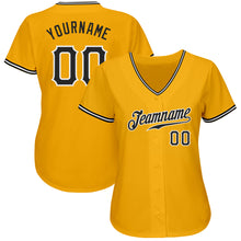 Load image into Gallery viewer, Custom Gold Black-White Authentic Baseball Jersey