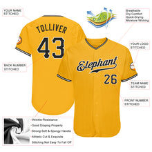 Load image into Gallery viewer, Custom Gold Black-White Authentic Baseball Jersey