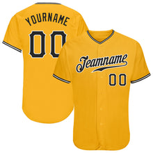 Load image into Gallery viewer, Custom Gold Black-White Authentic Baseball Jersey