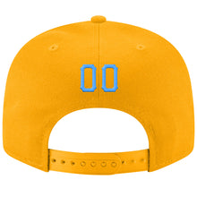 Load image into Gallery viewer, Custom Gold Powder Blue-White Stitched Adjustable Snapback Hat