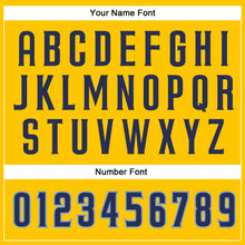 Load image into Gallery viewer, Custom Gold Navy-Light Blue Authentic Baseball Jersey