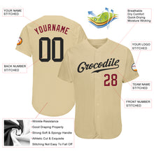 Load image into Gallery viewer, Custom Sand Black-Crimson Authentic Baseball Jersey