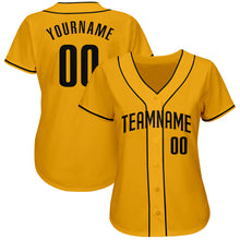 Load image into Gallery viewer, Custom Gold Black Authentic Baseball Jersey