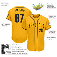 Load image into Gallery viewer, Custom Gold Black Authentic Baseball Jersey