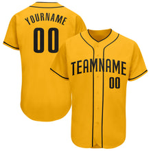 Load image into Gallery viewer, Custom Gold Black Authentic Baseball Jersey