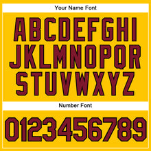 Load image into Gallery viewer, Custom Yellow Black Pinstripe Crimson-Black Authentic Baseball Jersey