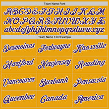 Load image into Gallery viewer, Custom Gold Navy-Light Blue Authentic Baseball Jersey