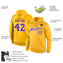 Load image into Gallery viewer, Custom Stitched Gold Purple-White Sports Pullover Sweatshirt Hoodie