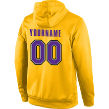 Load image into Gallery viewer, Custom Stitched Gold Purple-Gray Sports Pullover Sweatshirt Hoodie