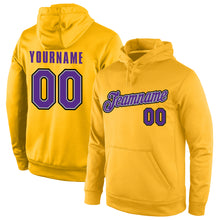 Load image into Gallery viewer, Custom Stitched Gold Purple-Gray Sports Pullover Sweatshirt Hoodie