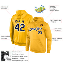 Load image into Gallery viewer, Custom Stitched Gold Navy-White Sports Pullover Sweatshirt Hoodie