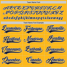 Load image into Gallery viewer, Custom Gold Navy-Gray Hockey Jersey