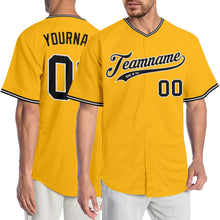 Load image into Gallery viewer, Custom Gold Black-White Authentic Baseball Jersey