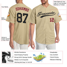 Load image into Gallery viewer, Custom Sand Black-Crimson Authentic Baseball Jersey