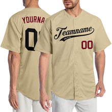 Load image into Gallery viewer, Custom Sand Black-Crimson Authentic Baseball Jersey