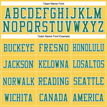 Load image into Gallery viewer, Custom Gold Kelly Green-White Stitched Cuffed Knit Hat