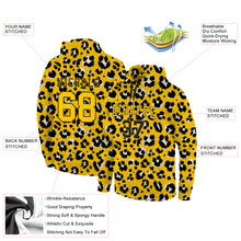 Load image into Gallery viewer, Custom Stitched Gold Gold-Black 3D Pattern Design Leopard Sports Pullover Sweatshirt Hoodie