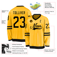 Load image into Gallery viewer, Custom Gold Black Hockey Jersey