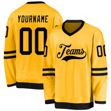 Load image into Gallery viewer, Custom Gold Black Hockey Jersey