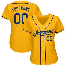 Load image into Gallery viewer, Custom Gold Royal Authentic Baseball Jersey