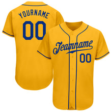 Load image into Gallery viewer, Custom Gold Royal Authentic Baseball Jersey
