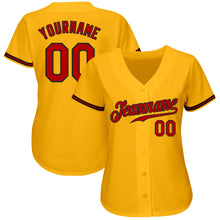 Load image into Gallery viewer, Custom Gold Red-Black Authentic Baseball Jersey